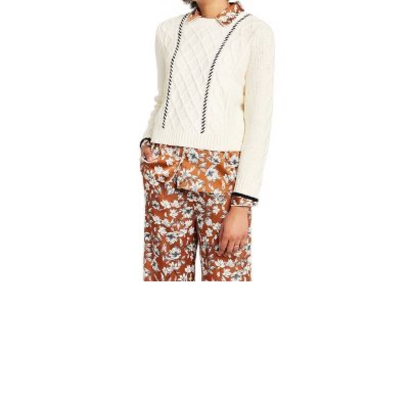 Women’s Size SMALL Cableknit Whipstich Stripe Crewneck Sweater La LigNE … - Picture 3 of 8